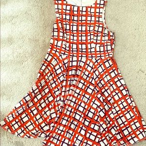 Orange and navy jersey dress